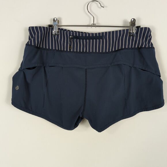 Lululemon Run Speed Short 4-way Stretch Stripe Inkwell Heathered Slate Size 8 - Picture 4 of 7